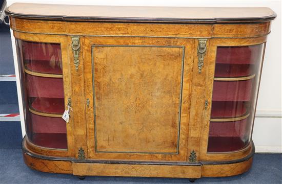 A Victorian walnut inlaid credenza W.164cm